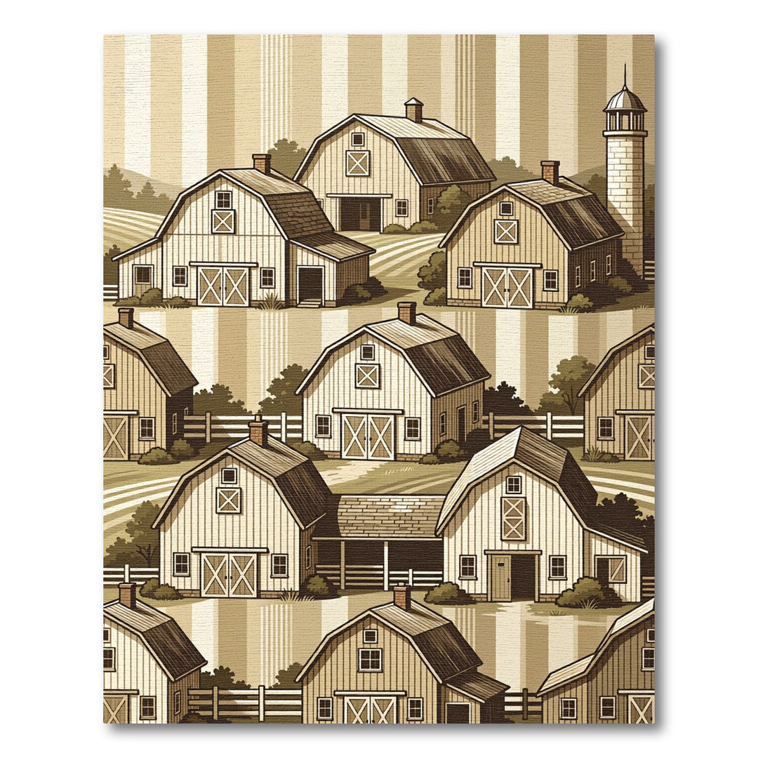 Rustic Farmhouse Barn Landscape Rug
