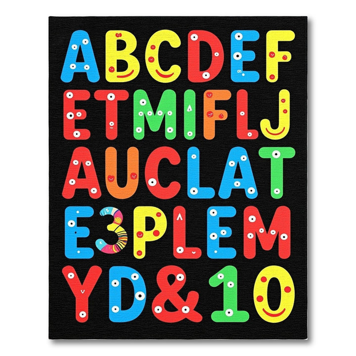 Colorful Alphabet Characters Playful Composition Rug