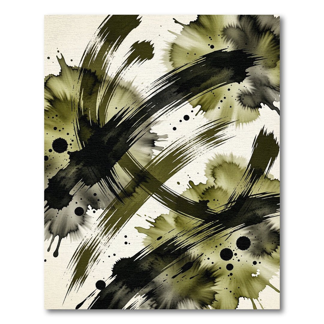 Abstract Ink Brush Swirl Rug