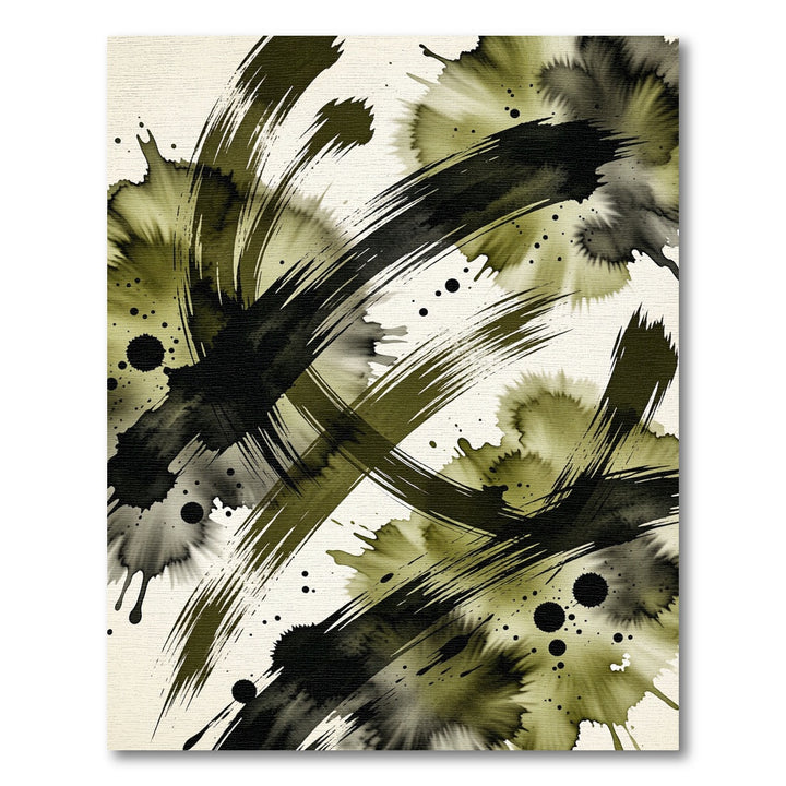 Abstract Ink Brush Swirl Rug