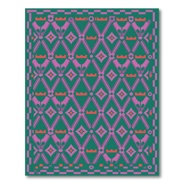 Green Purple Geometric Area Rug