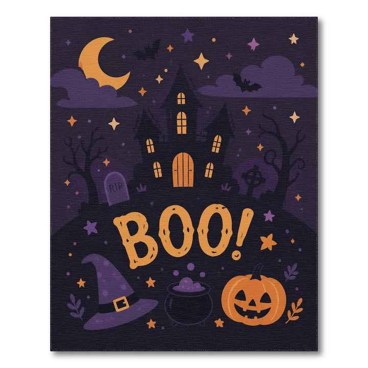 Boo Halloween Haunted House Kids Area Rug