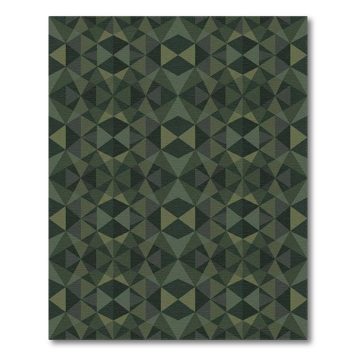 Deep Green Geometric Tessellation Rug