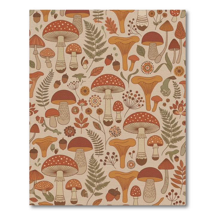 Earthy Mushroom Forest Woodland Scene Rug