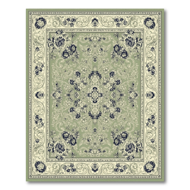 Sage Green Floral Vintage Area Rug