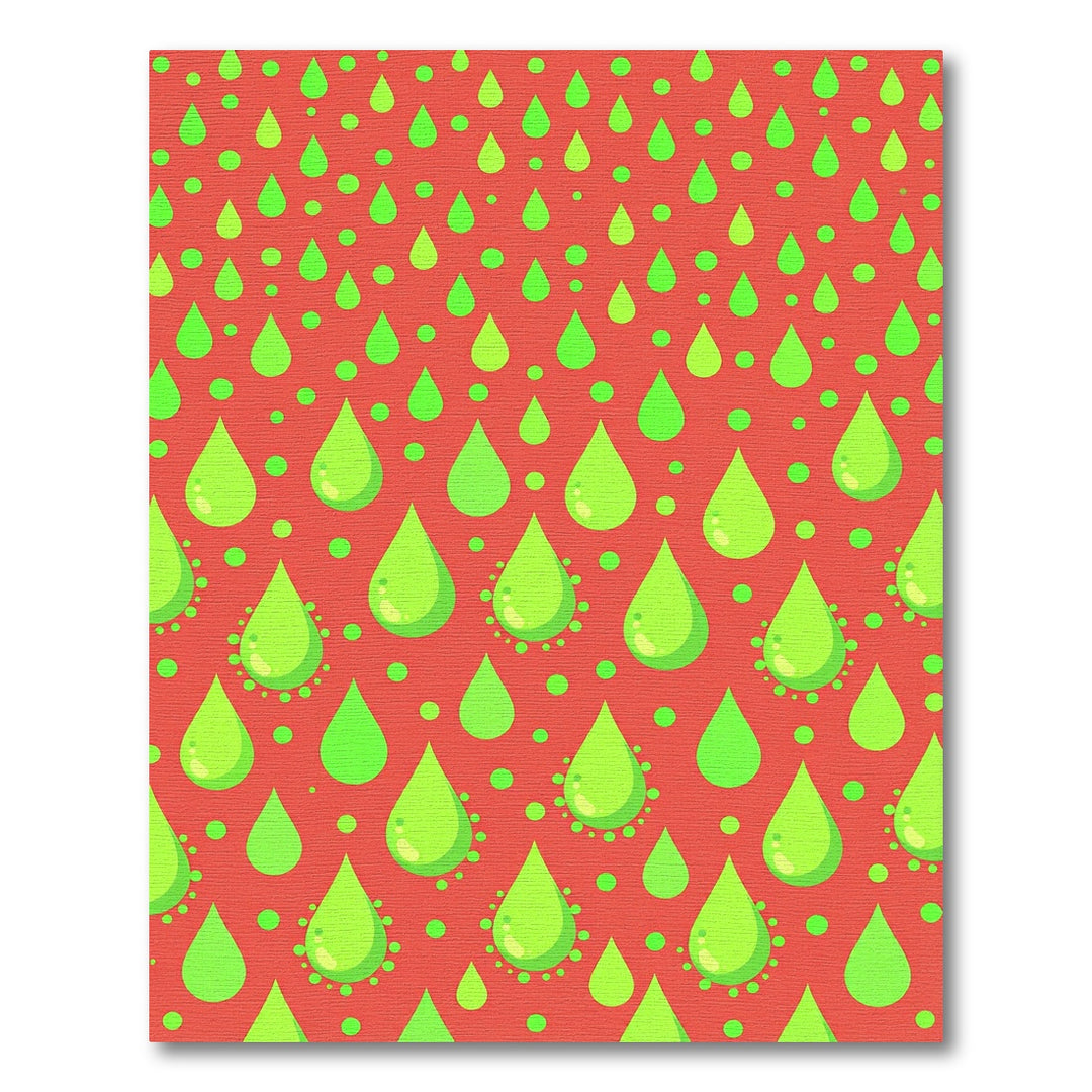 Lime Green Raindrop Coral Background Rug