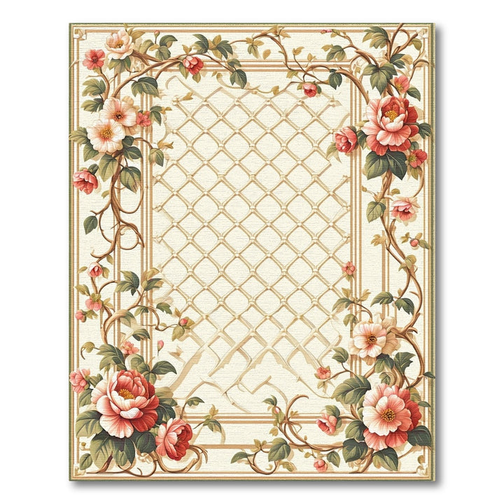 Pink Rose Trellis Vintage Area Rug