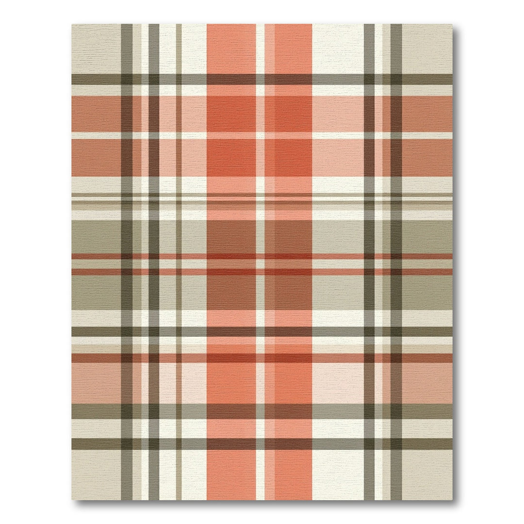 Terracotta Beige Plaid Tartan Rug