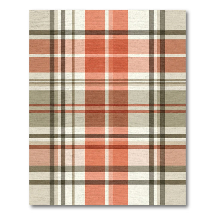 Terracotta Beige Plaid Tartan Rug