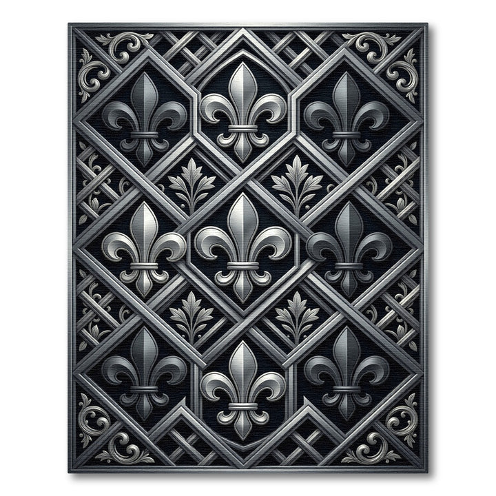 Elegant Silver Fleur-de-lis Lattice Rug