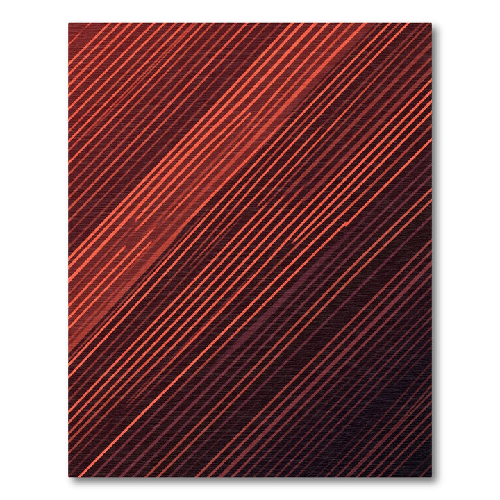 Coral Red Diagonal Line Art Rug