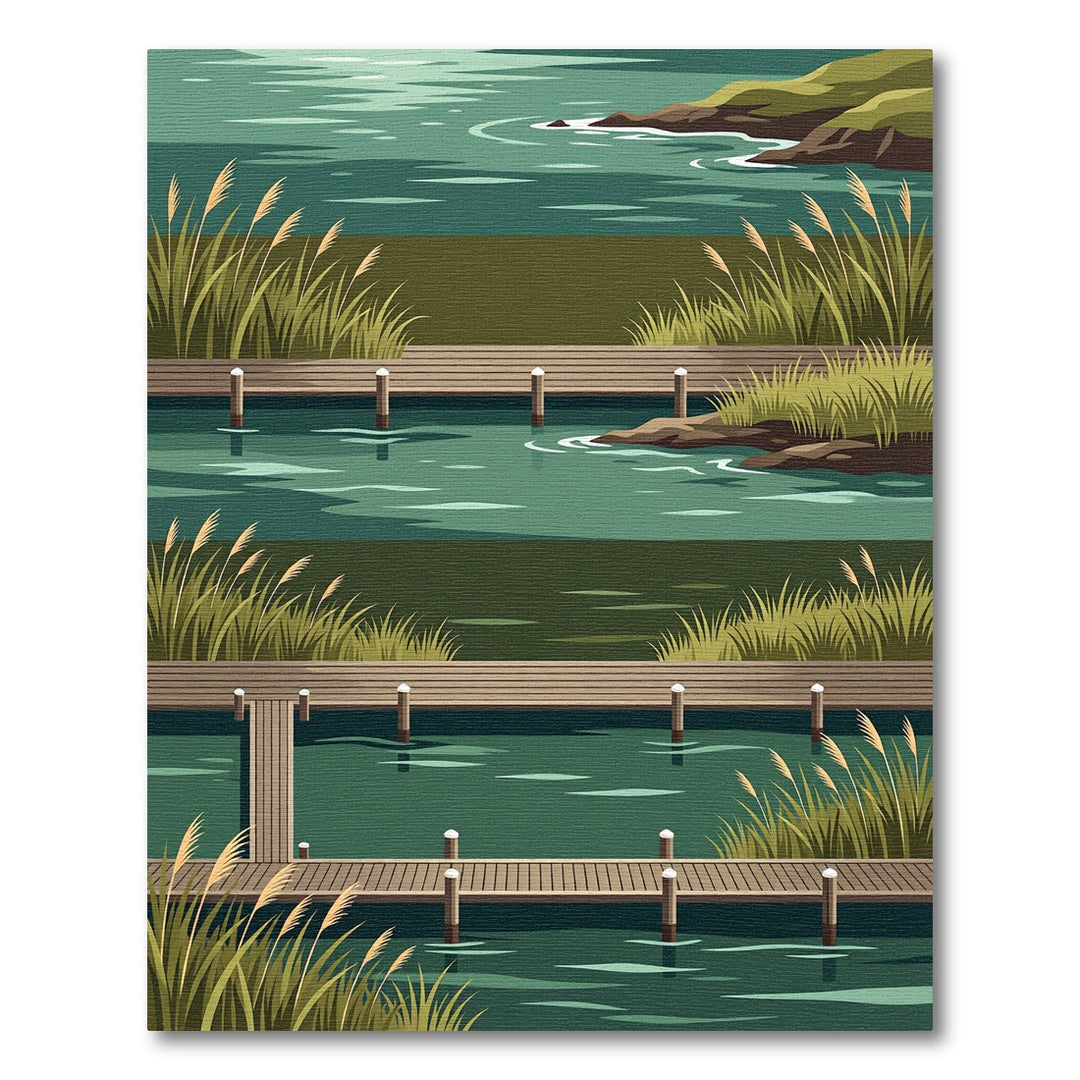Tranquil Lake Dock Reeds Rug