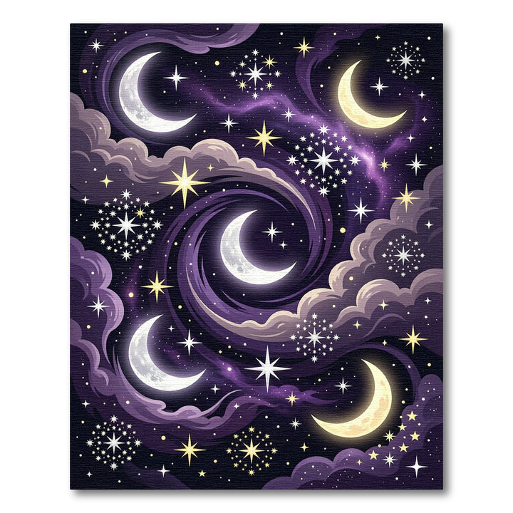 Whimsical Celestial Moon Starry Night Rug