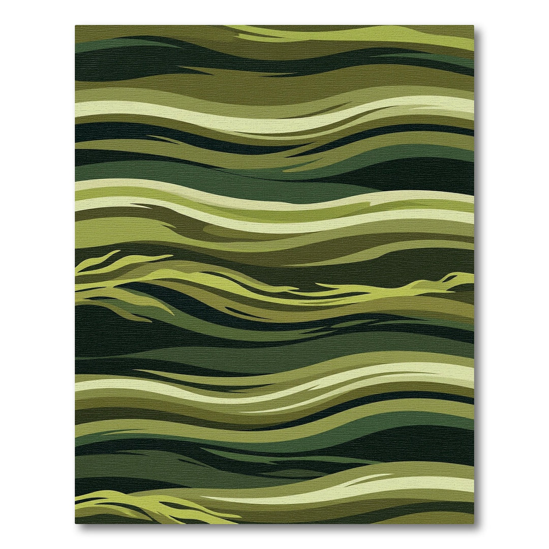 Abstract Green Wave Curvy Lines Rug