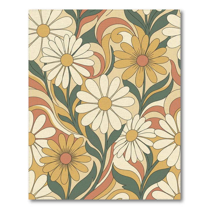 Groovy Daisy Swirl Floral Rug