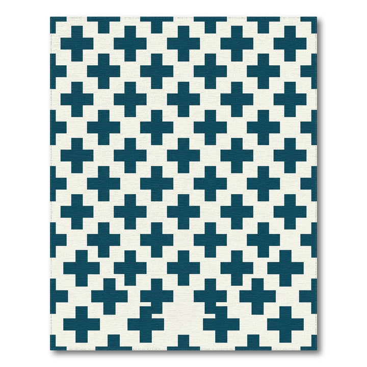Deep Teal Plus Sign Grid Rug