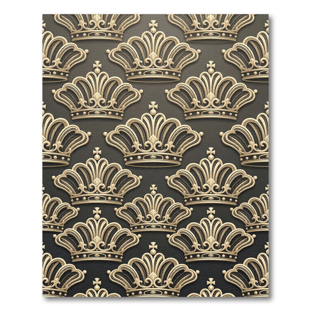 Regal Gold Crown Repeating Pattern Rug
