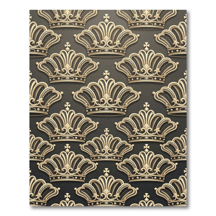 Regal Gold Crown Repeating Pattern Rug