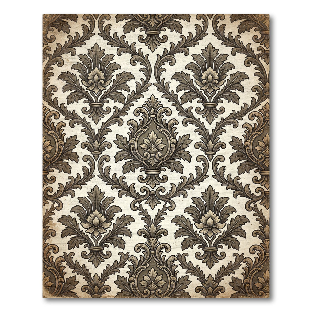 Antique Baroque Damask Ornament Rug