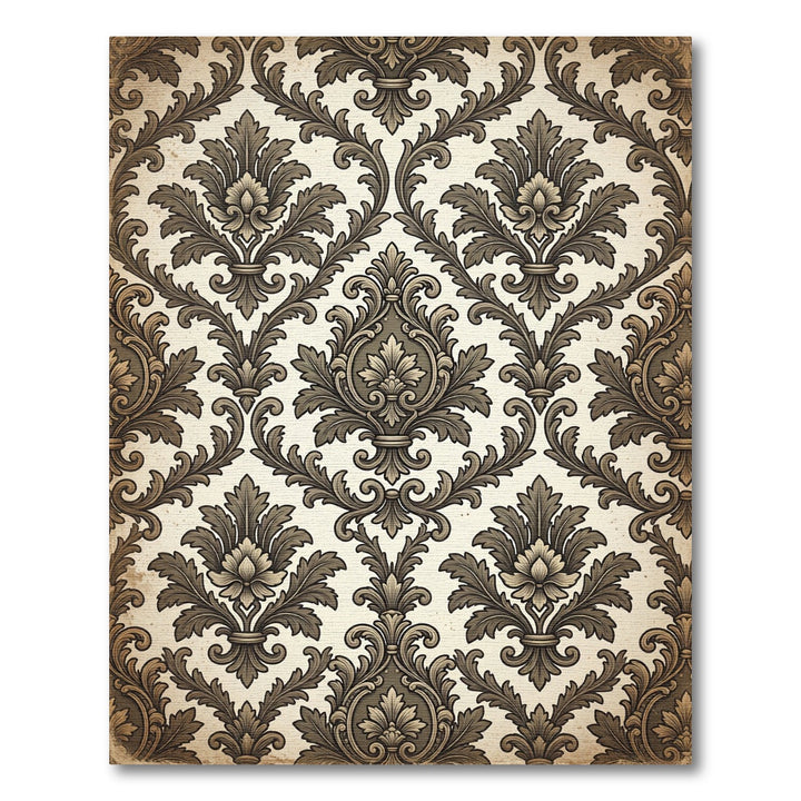 Antique Baroque Damask Ornament Rug