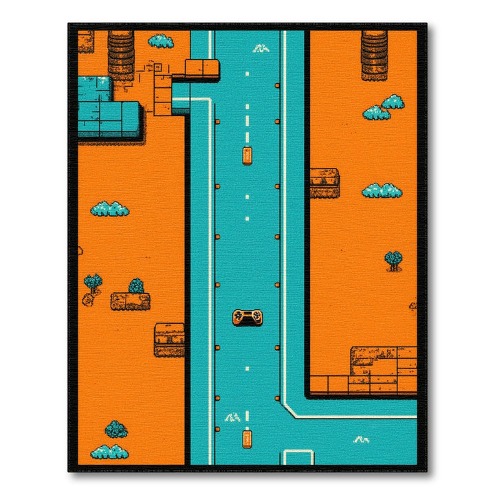Orange Pixel Highway Kids Area Rug