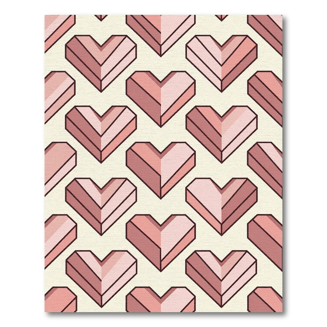 Geometric Pink Heart Composition Rug