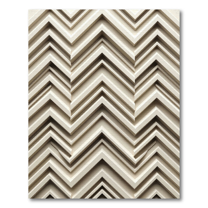 Textured Beige Chevron Dimensional Rug