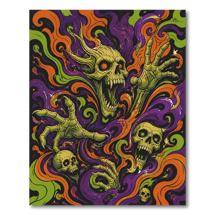 Multi-color and Patterns Psychedelic Skull Swirl Area Rug