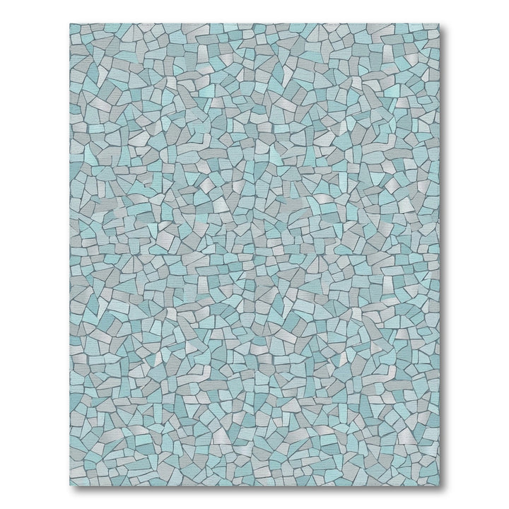 Cool Blue Cracked Stone Mosaic Rug