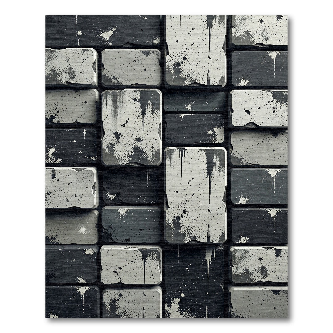 Graffiti Brick Black White Rug