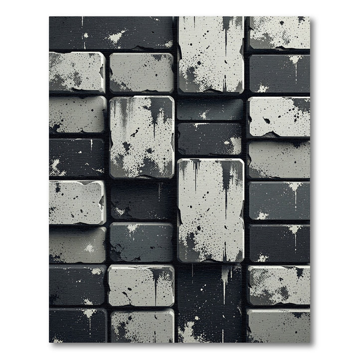 Graffiti Brick Black White Rug