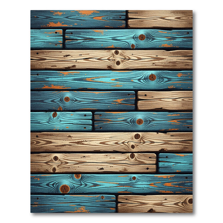 Aqua Blue Rustic Wood Plank Rug