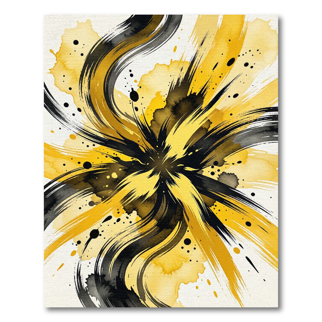 Abstract Splash Yellow Brushstrokes Rug