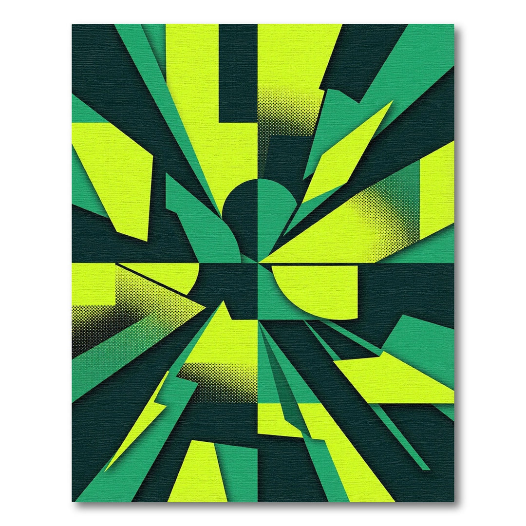 Geometric Lime Green Abstract Burst Rug