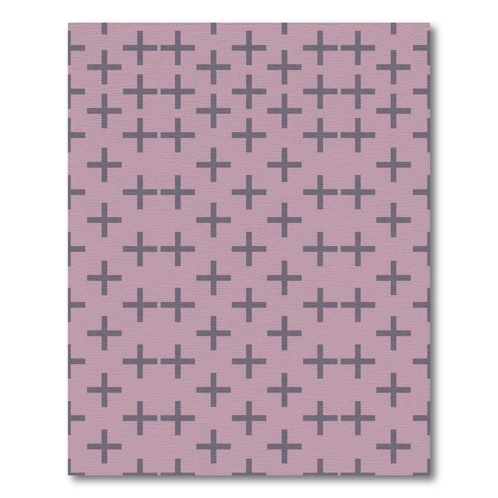 Rose Gray Cross Stitch Grid Rug