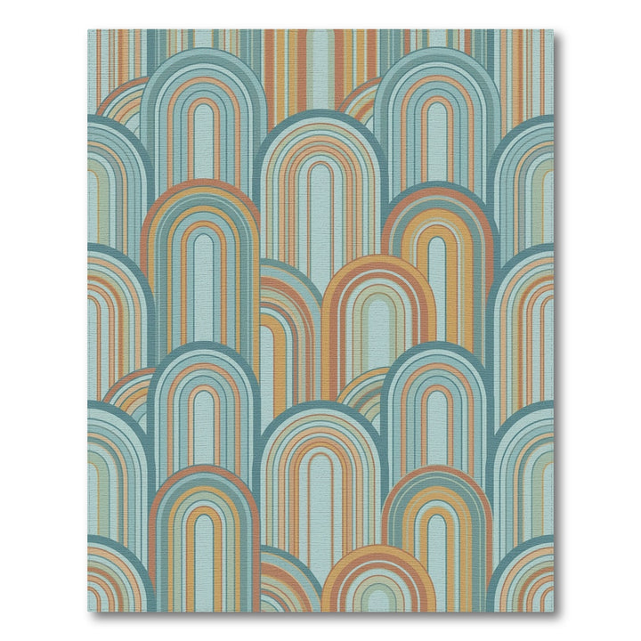 Retro Arch Rainbow Warm Tones Rug