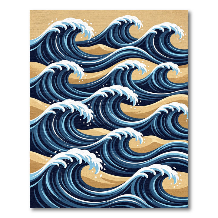 Deep Ocean Blue Nautical Wave Rug