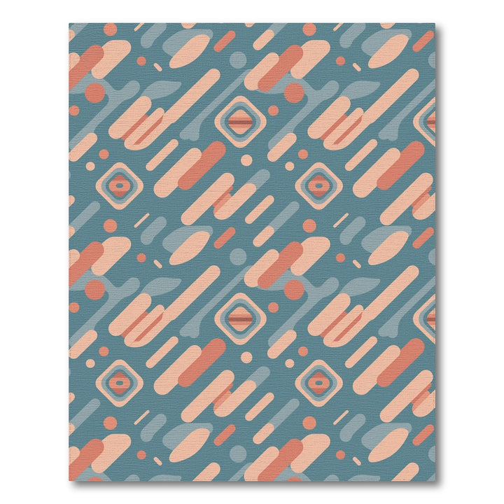 Blue Teal Geometric Washable Area Rug
