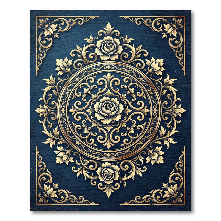 Elegant Gold Flower Mandala Rug