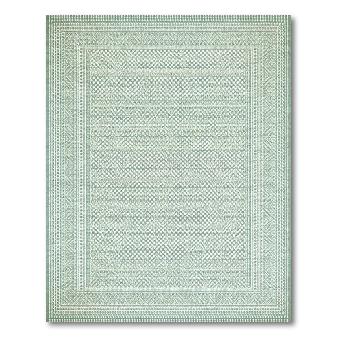 Geometric Modern Green Geometric Washable Area Rug