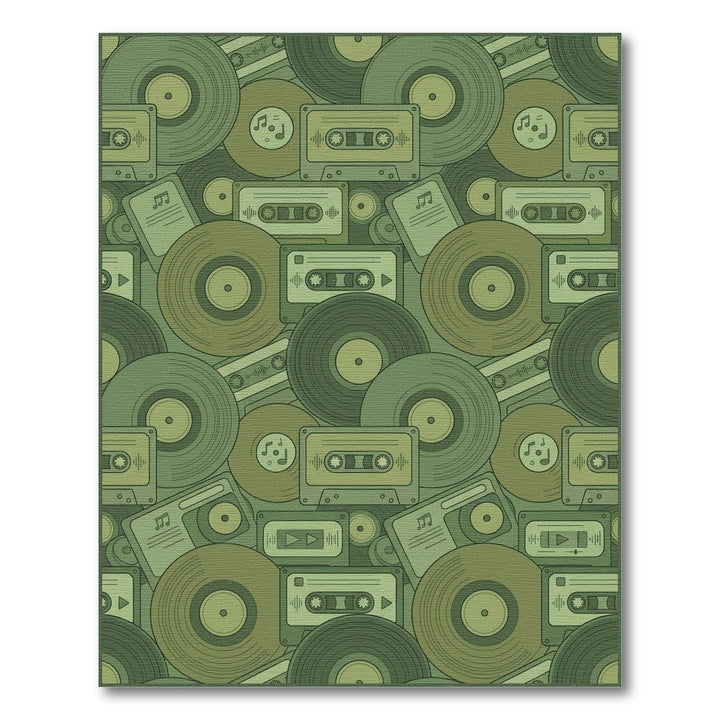 Retro Vinyl Cassette Tape Collage Rug