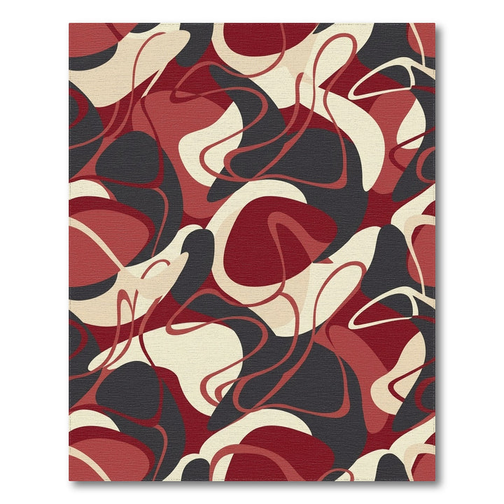 Warm Red Abstract Wavy Flow Rug
