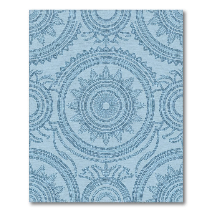 Light Blue Intricate Medallion Circular Rug