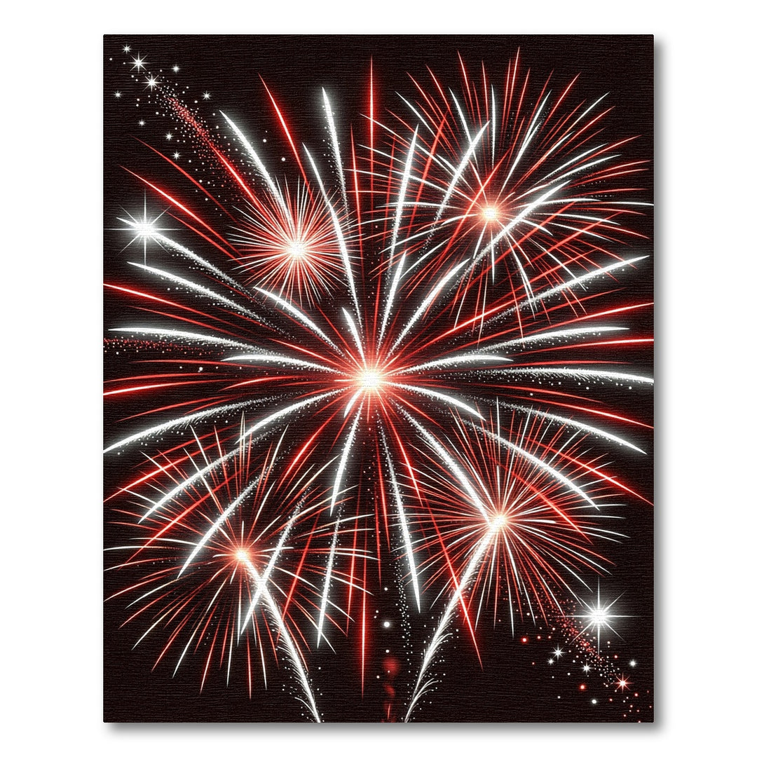 Fiery Red White Bursting Fireworks Rug