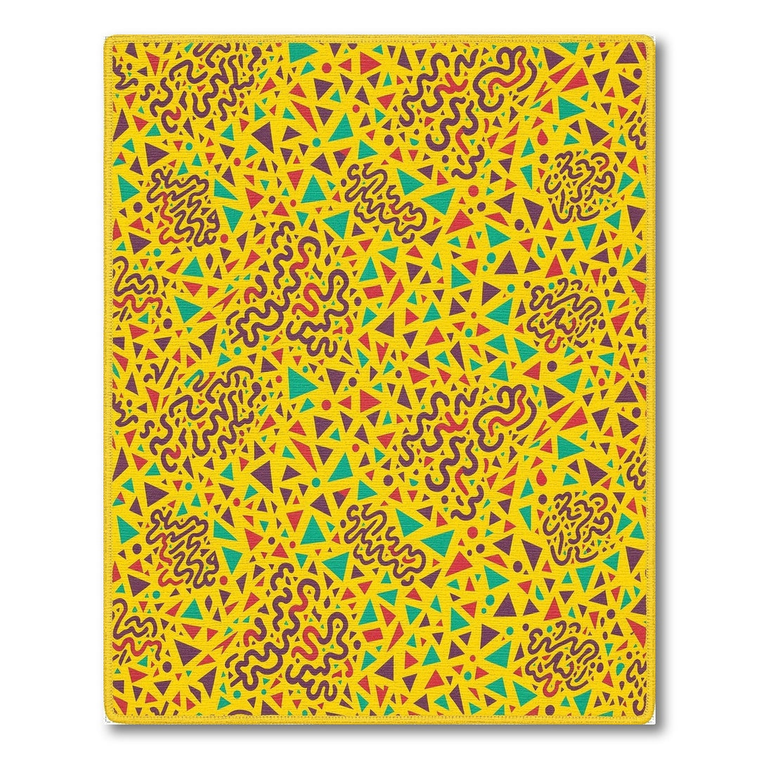 Vibrant Yellow Geometric Squiggle Area Rug