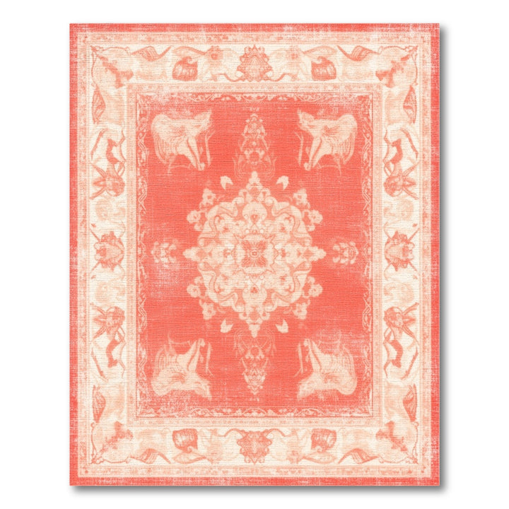 Red Elephant Medallion Persian Area Rug
