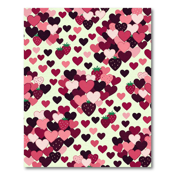 Sweet Strawberry Hearts Collage Rug
