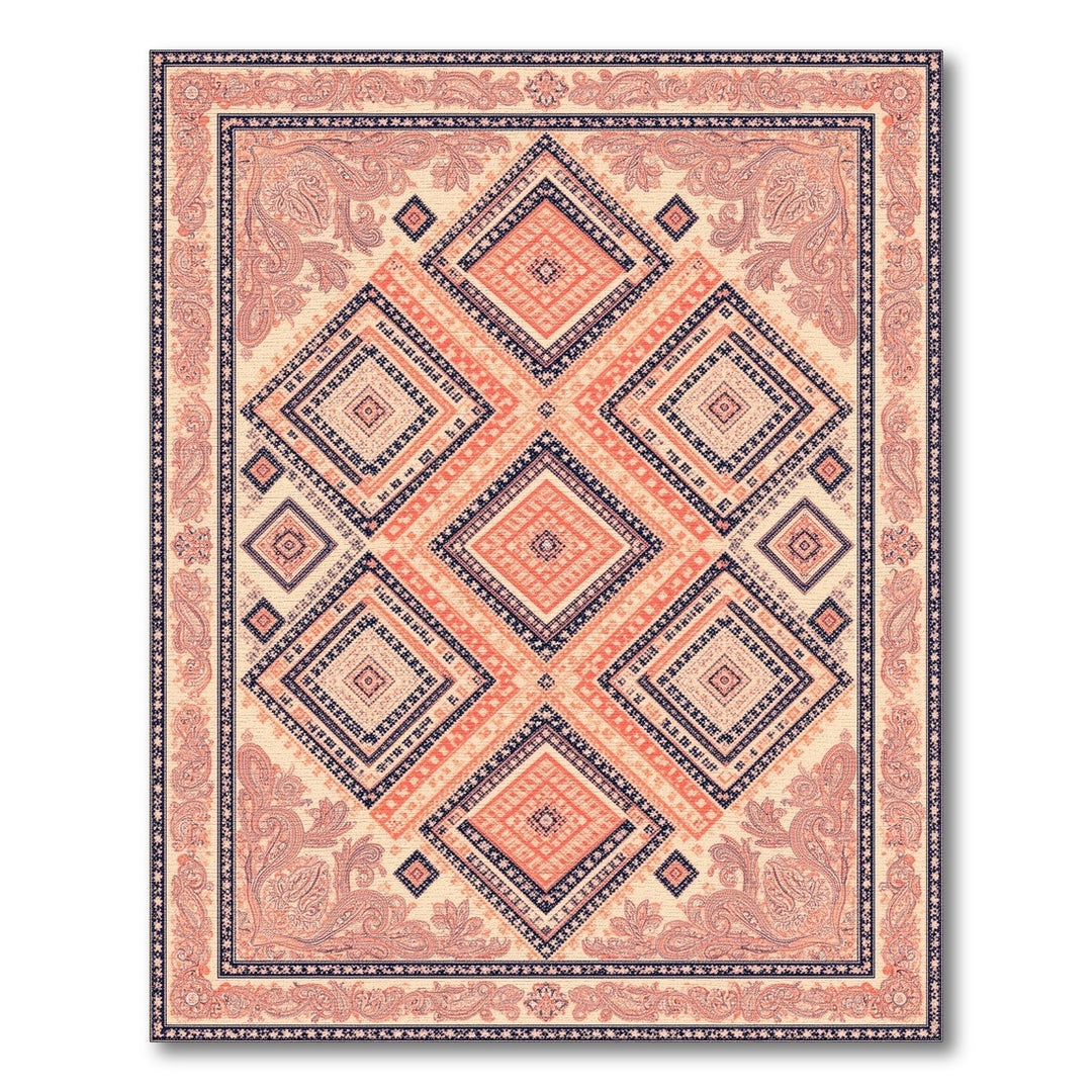 Orange Geometric Diamond Area Rug