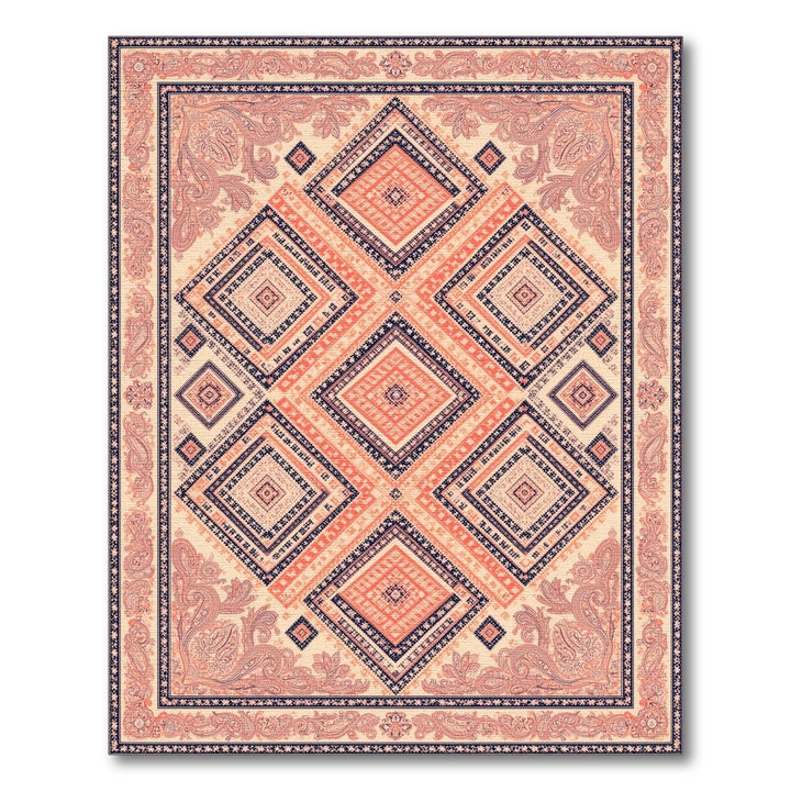 Orange Geometric Diamond Area Rug