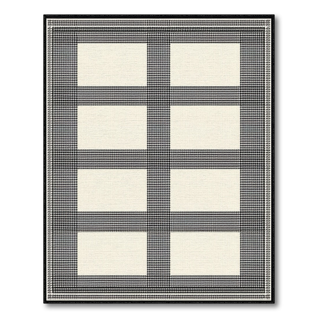 Black White Windowpane Check Area Rug